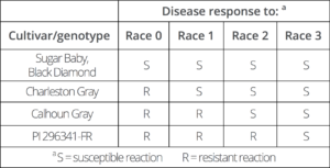 TABLE 1. WATERMELON GENOTYPES USED TO DIFFERENTIATE RACES OF Fusarium oxysporum f. sp. niveum.1