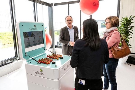 Marketers try out the new interactive display.