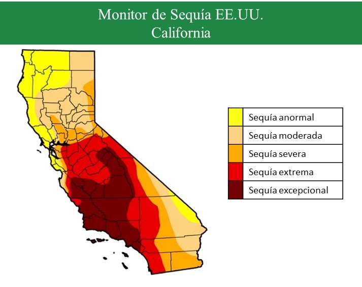 Foto 3: Clasificación de la intensidad de la sequía en el Estado de California