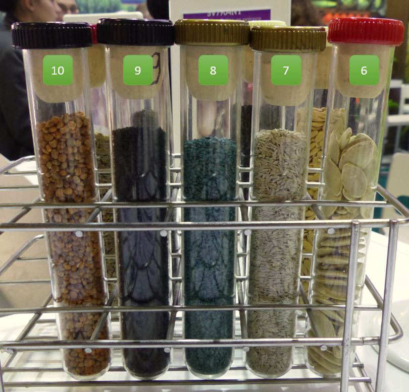 Tube 6 = Courgette Tube 7 = Salade Tube 8 = Carotte Tube 9 = Poireau