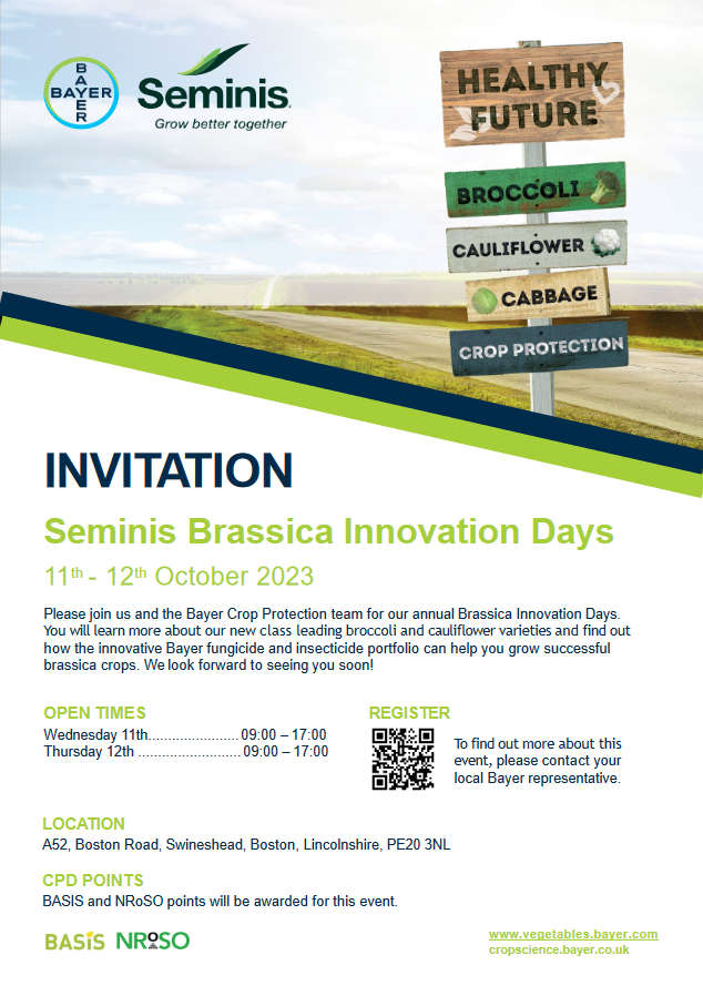 Invitation to Seminis Brassica Innovation Days 11th - 12th October 2023