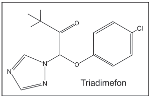 Figure 1. Triadimefon was one of the first demethylation inhibitor (DMI) group (FRAC code 3), sterol biosynthesis inhibiting (SBI) fungicides to be developed for use on agricultural crops.